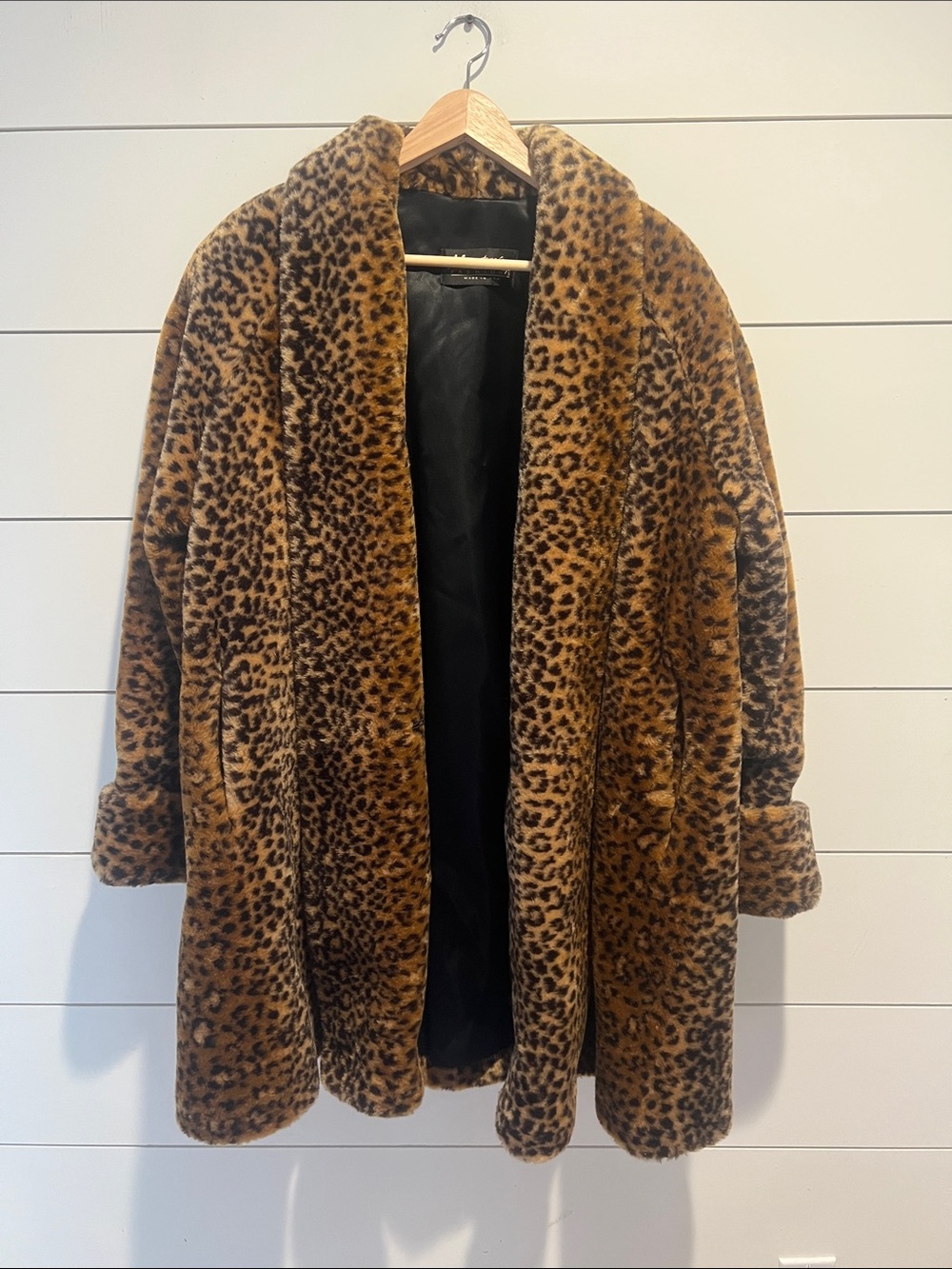 Women's vintage Leopard Print  - Brown Faux Fur Jacket